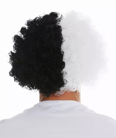 Siyah Beyaz Kıvırcık Afro Bonus Peruk Taraftar Bonus Saç (5690)