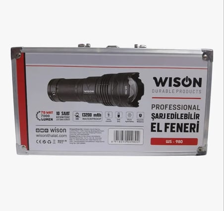 Profesyonel Zoomlu El Feneri | 60w – 7000 Lümen – 13.200 Mah – Type‑c – Metal Gövde (5690)