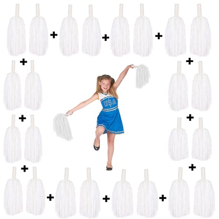 12 Çift ( 24 Adet ) Beyaz Renk 23 Nisan 19 Mayıs 29 Ekim Okul Gösteri Ponponları (5690)