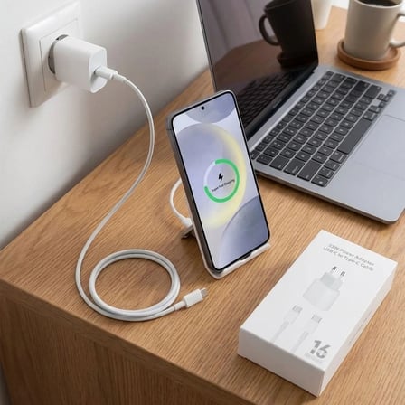25W Hızlı Şarj Adaptörü USB-C to Type-C Kablolu – PD Destekli, Süper Hızlı Şarj Cihazı (5690)