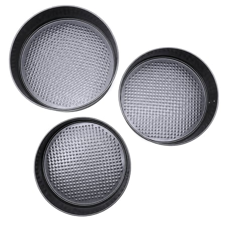 3 PARÇA  YUVARLAK - RENKLİ KELEPÇELİ METAL KEK KALIP 24-26-28CM (5690)