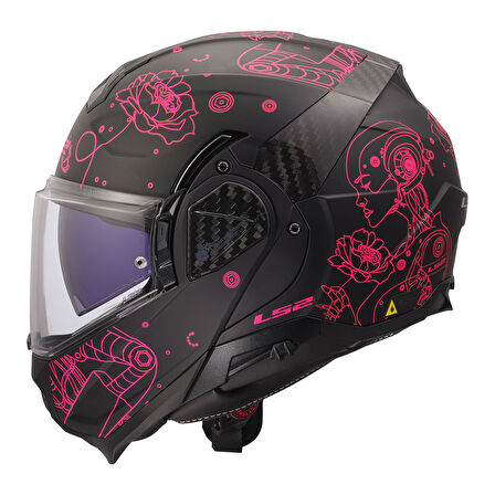 LS2 ADVANT 2 SOPHIA MAT SİYAH-PEMBE KASK