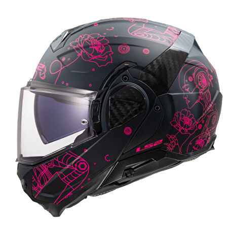 LS2 ADVANT 2 SOPHIA MAT SİYAH-PEMBE KASK