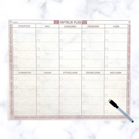 Şeffaf Kendiliğinden Yapışkanlı Kalemli Haftalık Planlayıcı 40cm-50cm (5691)