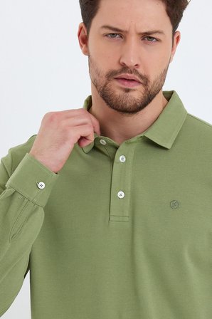 Erkek Polo Yaka Comfort Uzun Kollu Basic Tişört