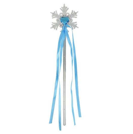 Kar Taneli Mavi Kalp Taşlı Saten Kurdeleli Karlar Ülkesi Elsa Asası Sopası 34 cm (5691)