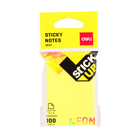 Deli Sticky Notes Yapışkanlı Not Kağıdı 76x51 mm Neon 100 Sayfa A02202