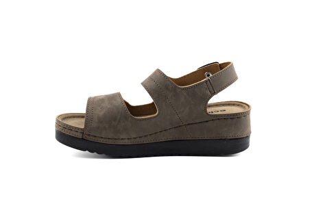 Kadın Ortopedik Anatomik Tabanlı Çift Bantlı Cırt Cırtlı Arkadan Tokalı Günlük Sandalet Terlik