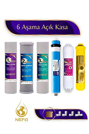 Nefa Açık Kasa Su Arıtma ve İhlas Aura Cebilion -Compact Model- Uyumlu Extra Mineral 6'Lı Filtre Seti