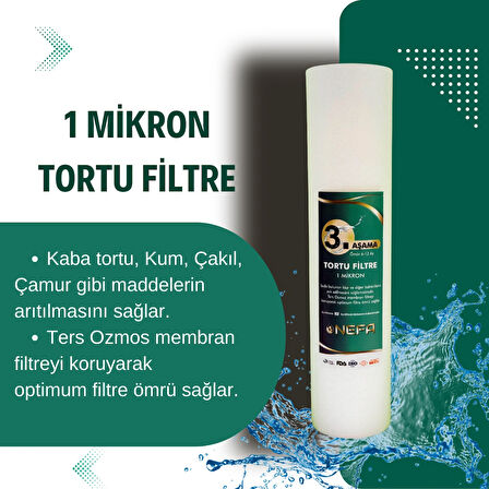 Nefa Açık Kasa Su Arıtma ve İhlas Aura Cebilion -Compact Model- Uyumlu Extra Mineral 6'Lı Filtre Seti