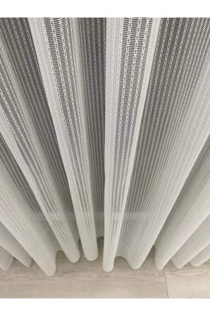 4042 GÜMÜŞ SİMLİ DESENLİ MODERN EKRU TÜL PERDE 1/2,5 ORTA NORMAL PİLELİ