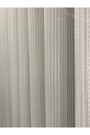 4042  DESENLİ MODERN EKRU TÜL PERDE 1/3 SIK PİLELİ