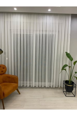 4042 DESENLİ MODERN EKRU TÜL PERDE 1/2,5 ORTA NORMAL PİLELİ