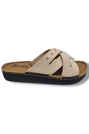 Royal Poli 750-25 Deri Anatomik 4 Bant Kadın Terlik