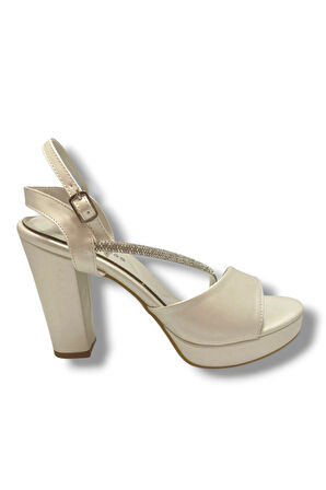 Erbay 341-25 Çapraz Şerit Taşlı Yüksek Topuk Kadın Sandalet