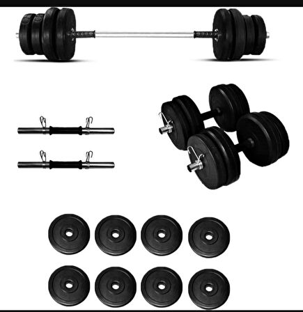 20 kg Halter-düz barlı-Dambıl Seti- Ağırlık Seti-Vücut Geliştirme Seti