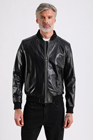 Marc Erkek Siyah Bomber Deri Ceket