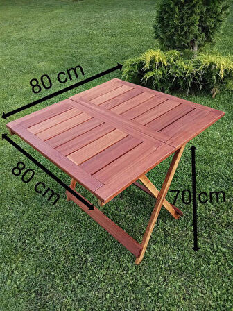 BİRAYSE Ahşap 80x80  İroko Mini Yemek Masası