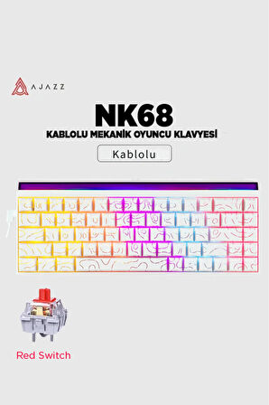 Nacodex NK68 Desenli Kablolu Ergonomik Mekanik Oyuncu Klavyesi-Ambiyans Aydınlatmalı