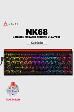 Nacodex NK68 Desenli Kablolu Ergonomik Mekanik Oyuncu Klavyesi-Ambiyans Aydınlatmalı