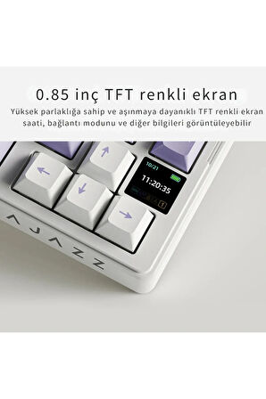 AKS075 Ergonomik Gift Switch-Mekanik Klavye-BT5.1/2.4GWireless/USB-Hot Swap Dinamik RGB - Mavi