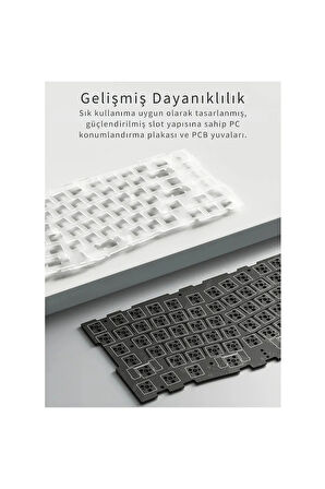 AKS075 Ergonomik Gift Switch-Mekanik Klavye-BT5.1/2.4GWireless/USB-Hot Swap Dinamik RGB - Mavi