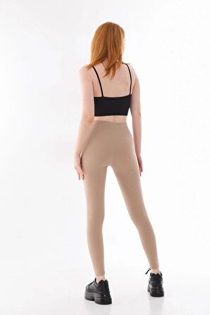 Kadın yüksek bel rahat Şardonlu Kışlık Fitilli kORSELİ Tayt