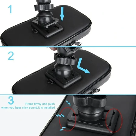Carub Motosiklet Telefon Tutucu Ayna Bağlantılı Siyah Su Geçirmez 3.5-6.3 İnç