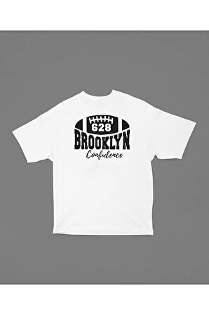 628 Brooklyn Confidence Beyzbol Baskılı Unisex Oversize Tişört
