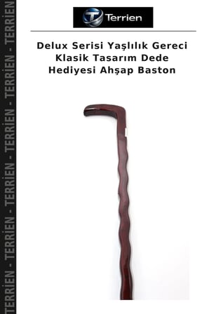 Delux Serisi Yaşlılık Gereci Klasik Tasarım Dede Hediyesi Ahşap Baston