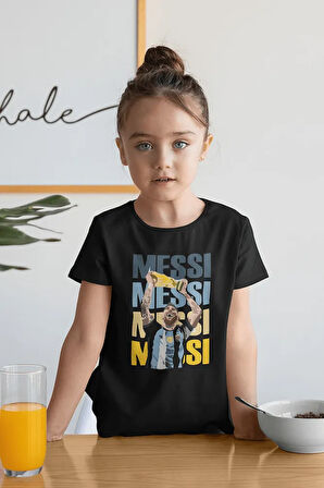 Tasarım Messi Baskılı Unisex Efsane Futbolcu Çocuk Tişört (1-12 YAŞ)