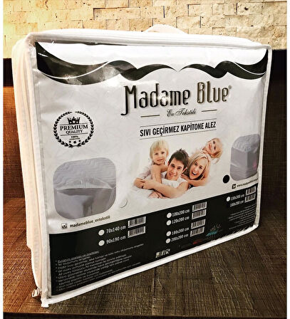 Madame Blue Kapitone Fitted Sıvı Geçirmez Yatak Koruyucu Alez 100x200