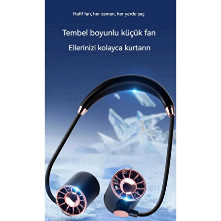 Ozmik Mini Fan USB Tembel Asılı Boyun Katlanabilir Taşınabilir Küçük Fan Uzun Ömrü Turbo