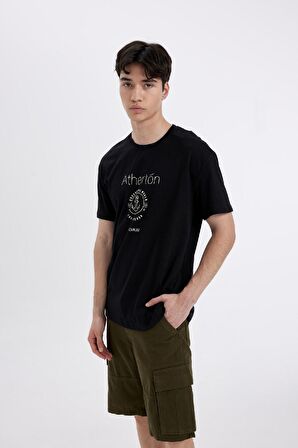 DeFacto Regular Fit Bisiklet Yaka Baskılı Kısa Kollu Tişört C6240AX24HSBK81