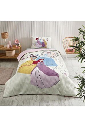 Özdilek Princess Time Tek Kişilik Disney Lisanslı Lastikli Fitted Çarşaf Kapitone Çocuk Nevresim Takımı