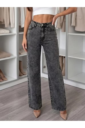 Patricia Kadın Jeans Esnek Rahat Yüksek Bel Palazzo Jean Denim Kot Pantolon