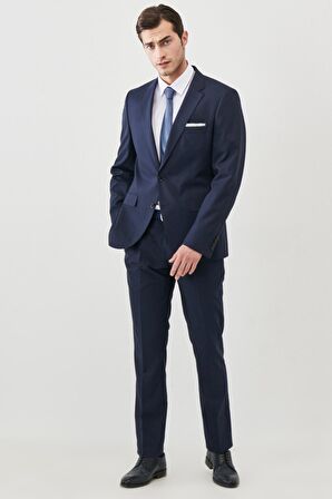 Erkek Lacivert Regular Fit Normal Kesim Mono Yaka Su Ve Leke Tutmayan Nano Takım Elbise