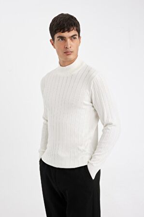 DeFacto Standart Fit Normal Kesim Yarım Balıkçı Yaka Jakarlı Triko Kazak D2943AX24AUER139