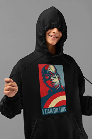 I Can Do This Yazılı Unisex Oversize Kaptan Amerika Hoodie