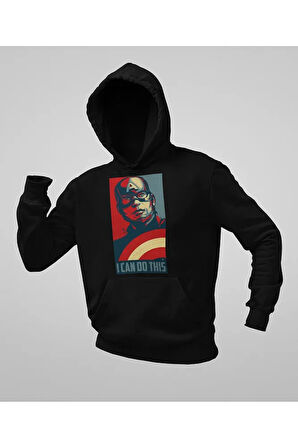 I Can Do This Yazılı Unisex Oversize Kaptan Amerika Hoodie