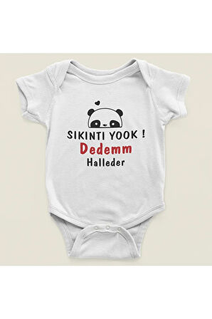 Sıkıntı Yok Dedem Halleder Yazılı Pamuklu Yumuşak Unisex Çıtçıtlı Body Zıbın