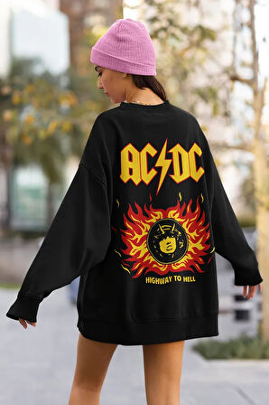 AC DC Müzik Grubu Baskılı Unisex Oversize Rock Metal Sweatshirt