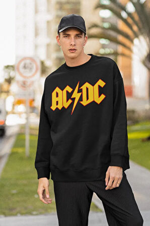 AC DC Müzik Grubu Baskılı Unisex Oversize Rock Metal Sweatshirt
