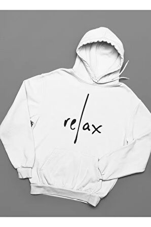 Relax Yazılı Unisex Oversize Tasarım Hoodie