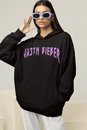 Tasarım Justin Bieber Baskılı Unisex Oversize Şarkıcı Hoodie