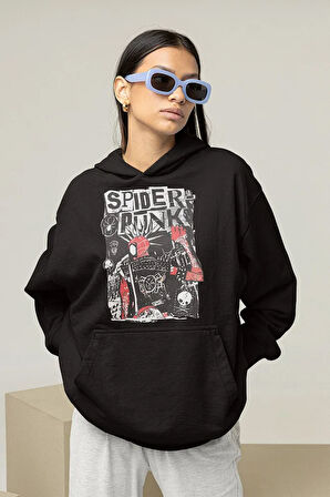 Özel Tasarım Spider-Punk Baskılı Unisex Oversize Hoodie
