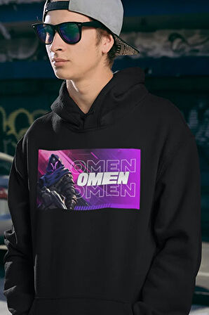 Omen Baskılı Unisex Oversize Vvalorant Hoodie