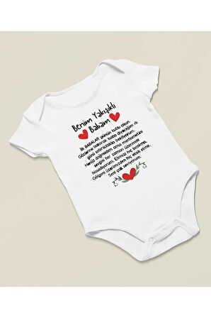 Babalar Günü Benim Yakışıklı Babam Yazılı Pamuklu Yumuşak Unisex Çıtçıtlı Body Zıbın