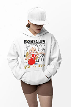 Monkey D. Luffy Baskılı Unisex Oversize Anime Çizgi Film Hoodie