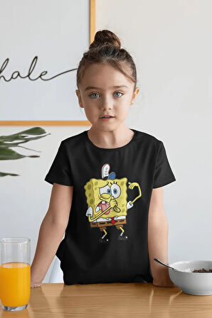 Süngerbob Baskılı Unisex Çizgi Film Çocuk Tişört (1-12 YAŞ)